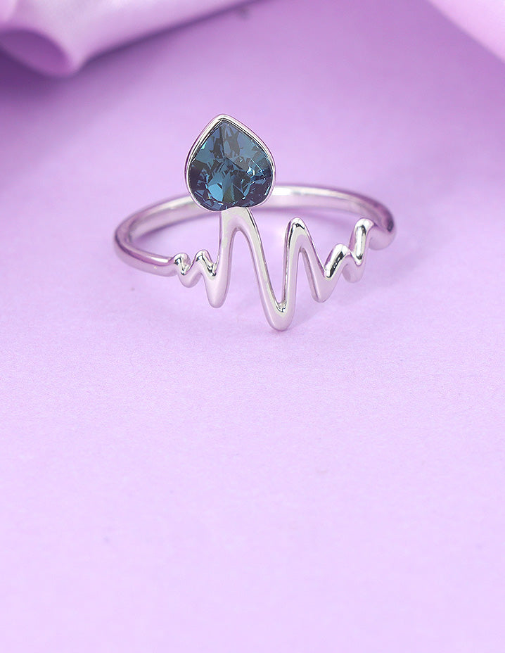 Designer Zirconia Crystal Heartbeat Spark Finger Ring