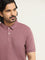 WES Casuals Mauve Cotton Relaxed-Fit Polo T-Shirt