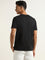 WES Casuals Black Plain Cotton Blend Relaxed-Fit T-Shirt