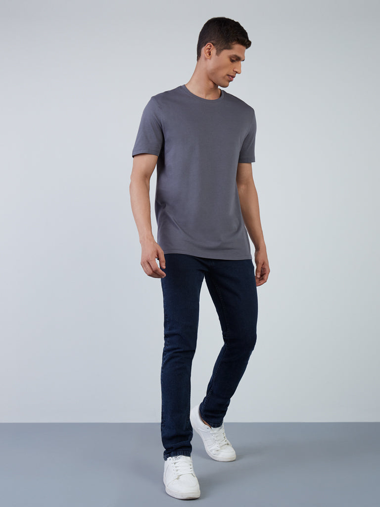 WES Casuals Grey Eco-Save Cotton Slim-Fit T-Shirt