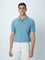 WES Casuals Light Teal Cotton Blend Relaxed-Fit Polo T-Shirt