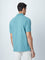 WES Casuals Light Teal Cotton Blend Relaxed-Fit Polo T-Shirt