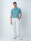 WES Casuals Light Teal Cotton Blend Slim-Fit Polo T-Shirt