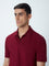 WES Casuals Maroon Slim-Fit Polo T-Shirt