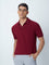 WES Casuals Maroon Slim-Fit Polo T-Shirt