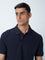 WES Casuals Navy Slim-Fit Polo T-Shirt