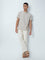 ETA Beige Self-Textured Slim-Fit T-Shirt