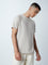 ETA Beige Self-Textured Slim-Fit T-Shirt