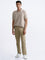 WES Casuals Plain Beige Polo Neck Relaxed Fit T-Shirt