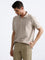 WES Casuals Plain Beige Polo Neck Relaxed Fit T-Shirt