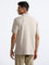 WES Casuals Plain Beige Polo Neck Relaxed Fit T-Shirt