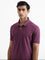 WES Casuals Solid Mauve Relaxed Fit T-Shirt