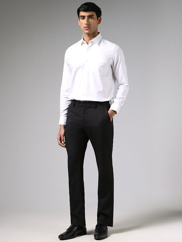 WES Formals Solid White Slim Fit Shirt