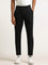 Studiofit Solid Black Relaxed-Fit Mid-Rise Track Pants