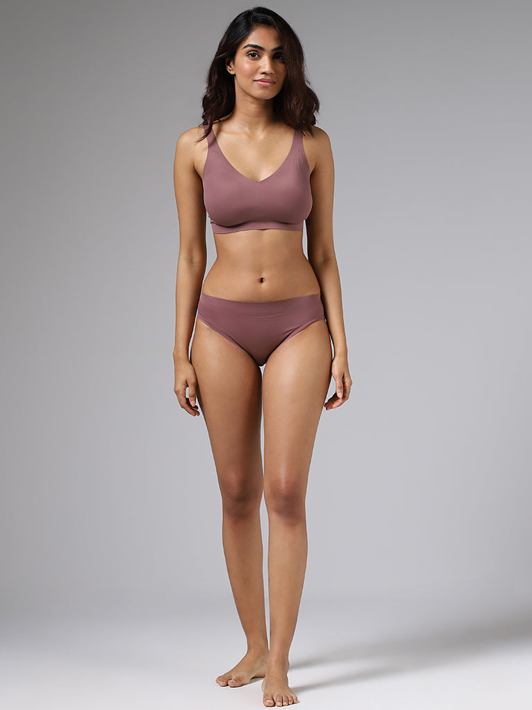 Wunderlove Solid Dusty Rose Seamless High-Leg Brief