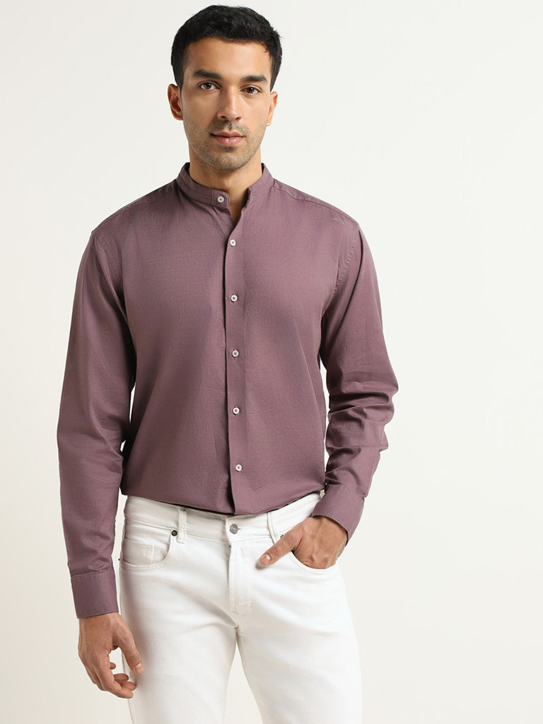 Ascot Purple Plain Relaxed Fit Shirt