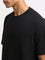 Studiofit Black Self-Patterned Relaxed Fit T-Shirt