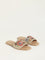 LUNA BLU Beige Artisanal Embroidered Slides