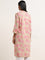 Utsa Pink Floral Printed Straight Cotton Kurta