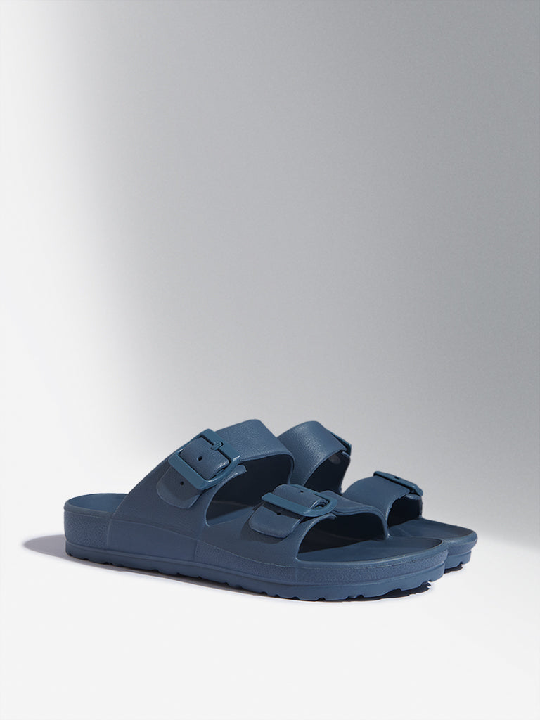 SOLEPLAY Teal Dual-Strap Buckled Slides