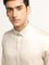 WES Formals Beige Solid Slim Fit Shirt