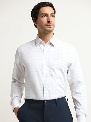 WES Formals White Checked Relaxed Fit Shirt