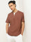 ETA Brown Henley Cotton Slim Fit T-Shirt