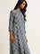 Utsa Blue Printed Straight Fit Kurta