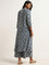 Utsa Blue Printed Straight Fit Kurta