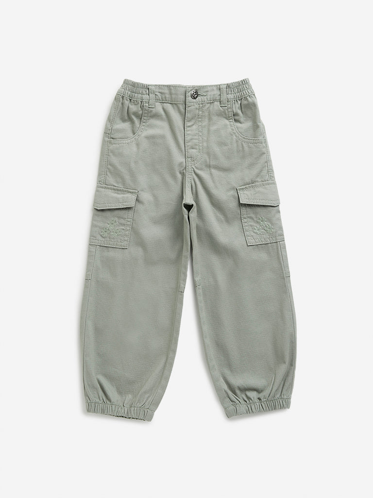 HOP Kids Sage Solid Mid-Rise Joggers