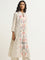 Utsa Beige Ikat Printed Cotton A-Line Kurta