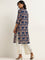 Utsa Blue Straight Fit Printed Kurta