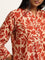 Utsa Red Printed Cotton Straight Kurta