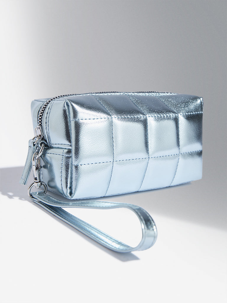 Studiowest Blue Metallic Quilted Pouch