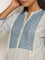 Utsa Blue Lace Design Blended Linen A-Line Kurta