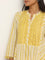 Utsa Yellow Stripe Printed A-line Kurta