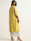 Utsa Yellow Printed Straight Fit Kurta