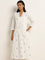 Utsa White Lace Detailed Cotton A-Line Kurta