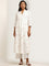 Utsa Off-White Lace Detailed Cotton A-Line Kurta