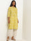 Utsa Lime Floral Printed Straight Kurta