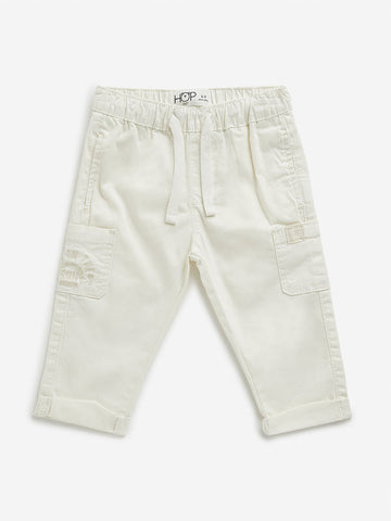 HOP Baby Off-White Cargo Style Mid Rise Pants