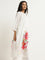 Utsa White Floral Design Cotton A-Line Kurta