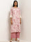 Utsa Purple Ikat Printed A-Line Cotton Blend Kurta