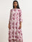 Utsa Purple Floral Printed A-Line Kurta