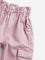 HOP Kids Dusty Pink Paperbag-Waist High-Rise Cotton Trousers