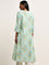 Utsa Turquoise Paisley Embroidered A-Line Cotton Kurta