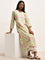 Utsa Green Floral Printed A-Line Cotton Kurta