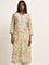 Utsa Green Floral Printed A-Line Cotton Kurta