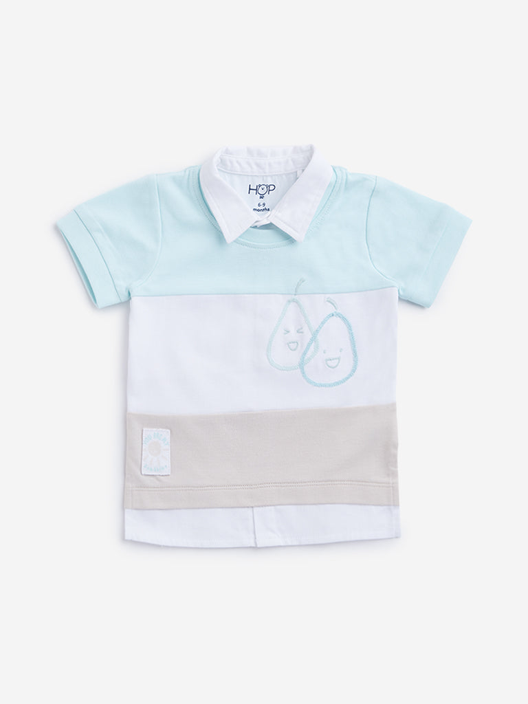 HOP Baby Mint Colour-Blocked T-Shirt