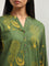 Utsa Light Olive Peacock Butta Print Straight Cotton Kurta